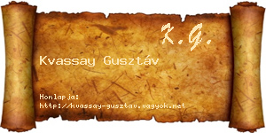 Kvassay Gusztáv névjegykártya
